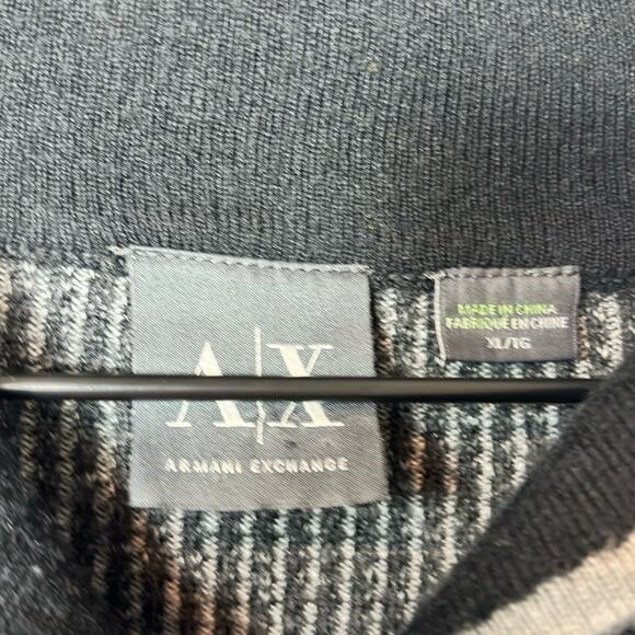 ARMANI EXCHANGE GREY BLACK LONG SLEEVE MEN SOFT MATERIALS WOOL SWEATER XL - Picture 2 of 5